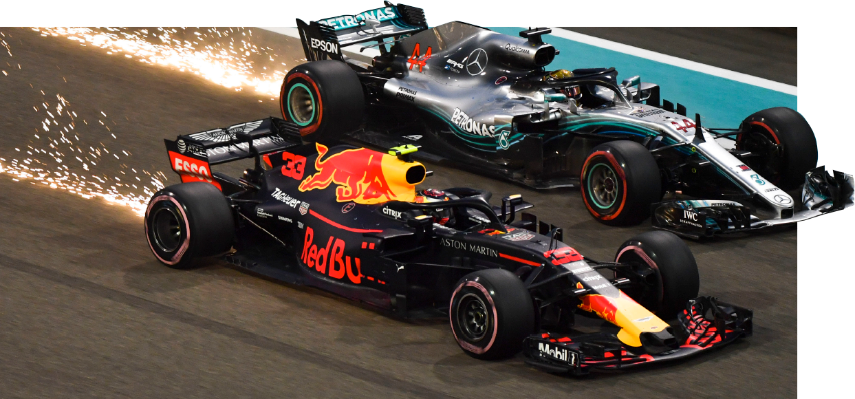 racing cars on the race track